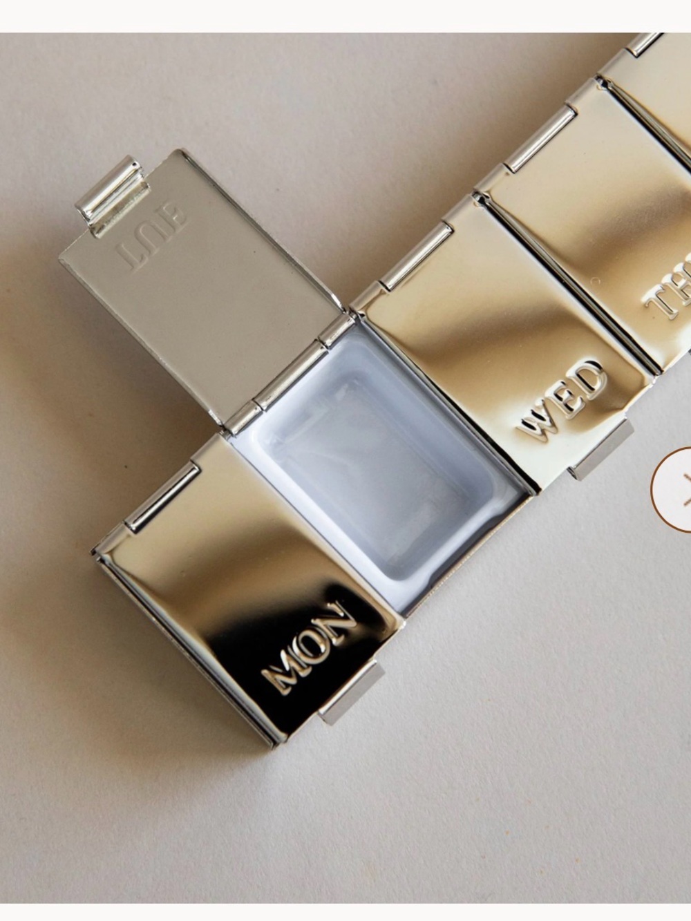 Anthropologie Silver Weekly Bracelet Pill Organizer